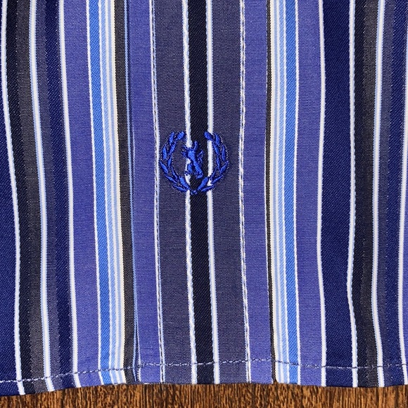 Bugatchi UOMO Blue Pinstriped Long Sleeve Button Down Mens Dress Shirt-Size M - Picture 9 of 10